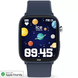 Ice Watch Smart Junior 3.0 Blue orologio per bambini 35mm 024547, quadrante nero, cinturino in silicone blu
