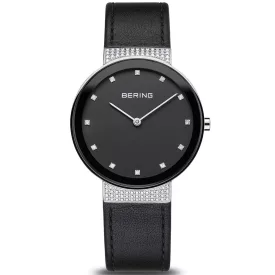 Bering Classic 15th Anniversary orologio da donna 10135-4025, quadrante nero, cinturino in pelle nero