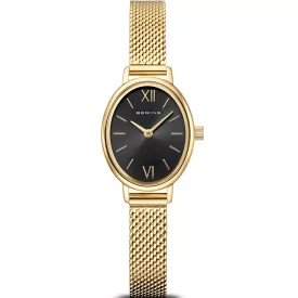 Bering Classic orologio da donna 11020-332, quadrante nero, cinturino in acciaio inossidabile oro