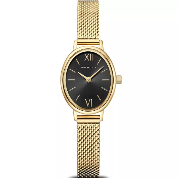 Bering Classic orologio da donna 11020-332, quadrante nero, cinturino in acciaio inossidabile oro