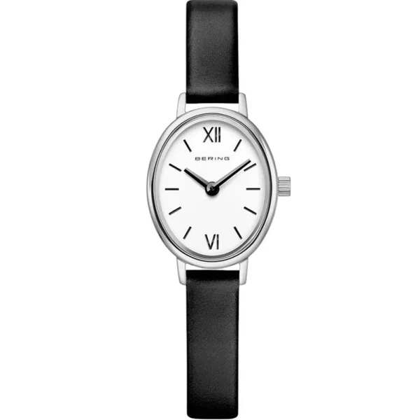 Bering Classic orologio da donna 11020-402, quadrante argento, cinturino in pelle nero