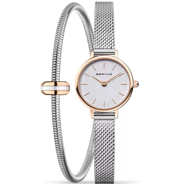 Bering Classic orologio da donna set 11022-064-L2-19, quadrante argento, cinturino in acciaio inossidabile argento