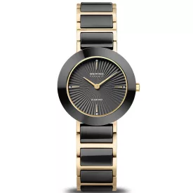 Bering Ceramic orologio da donna 11429-732, quadrante nero, cinturino in acciaio inossidabile oro