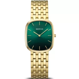 Bering Classic orologio da donna 12526-738, quadrante verde, cinturino in acciaio inossidabile oro