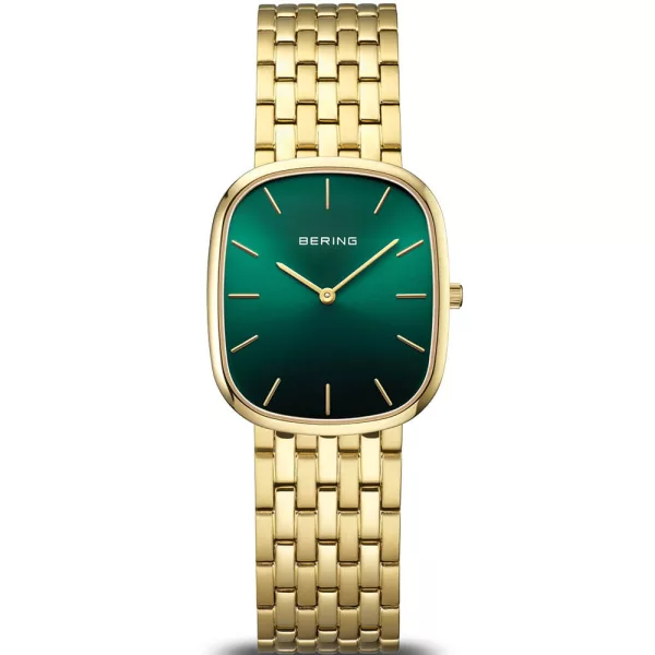 Bering Classic orologio da donna 12526-738, quadrante verde, cinturino in acciaio inossidabile oro