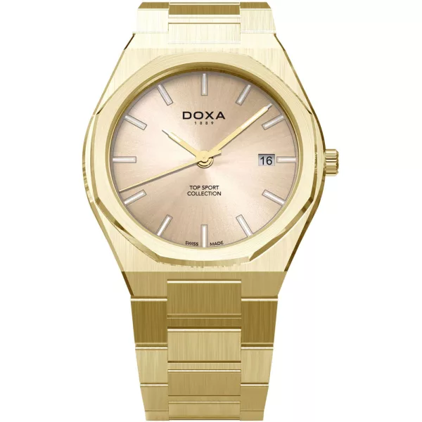 Doxa Top Sport Collection orologio da uomo 169.30.301.10, quadrante beige, cinturino in acciaio inossidabile oro