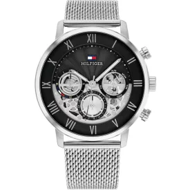 Tommy Hilfiger Legend orologio da uomo TH1710708, quadrante nero, cinturino in acciaio inossidabile argento