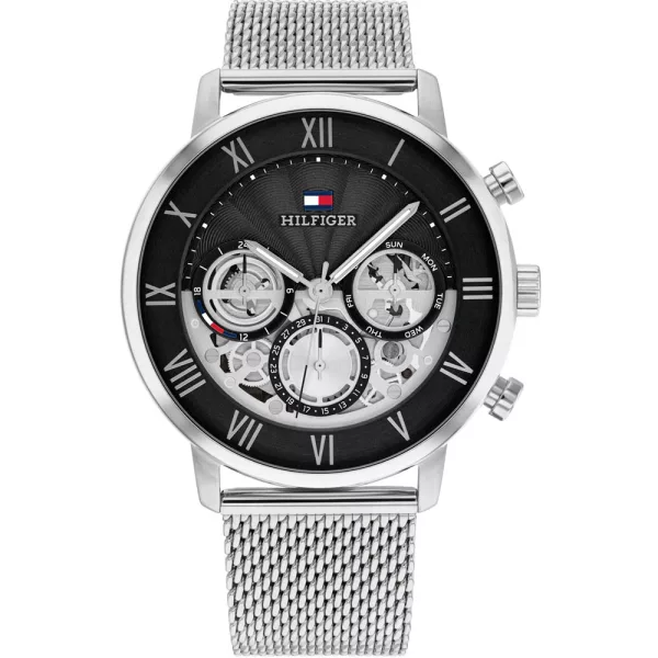 Tommy Hilfiger Legend orologio da uomo TH1710708, quadrante nero, cinturino in acciaio inossidabile argento