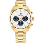Tommy Hilfiger Hudson orologio da uomo TH1710723, quadrante bianco, cinturino in acciaio inossidabile oro