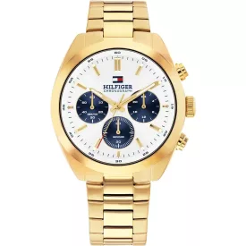 Tommy Hilfiger Hudson orologio da uomo TH1710723, quadrante bianco, cinturino in acciaio inossidabile oro