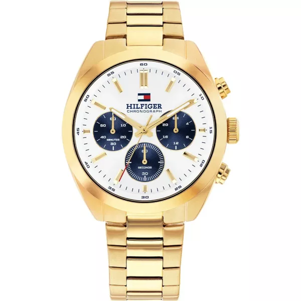 Tommy Hilfiger Hudson orologio da uomo TH1710723, quadrante bianco, cinturino in acciaio inossidabile oro