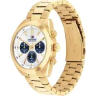 Tommy Hilfiger Hudson orologio da uomo TH1710723, quadrante bianco, cinturino in acciaio inossidabile oro