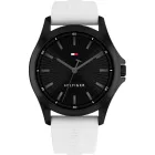 Tommy Hilfiger Bruce orologio da uomo TH1710740, quadrante nero, cinturino in silicone bianco