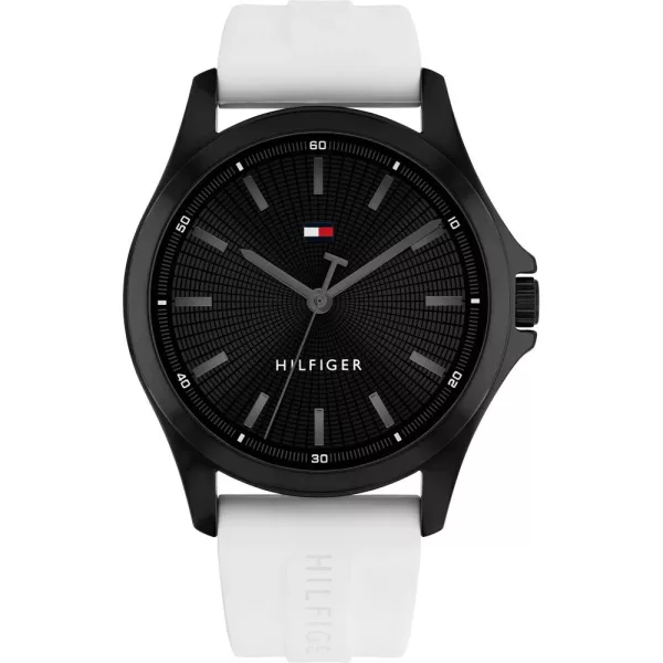 Tommy Hilfiger Bruce orologio da uomo TH1710740, quadrante nero, cinturino in silicone bianco