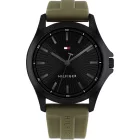 Tommy Hilfiger Bruce orologio da uomo TH1710741, quadrante nero, cinturino in silicone verde