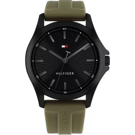 Tommy Hilfiger Bruce orologio da uomo TH1710741, quadrante nero, cinturino in silicone verde
