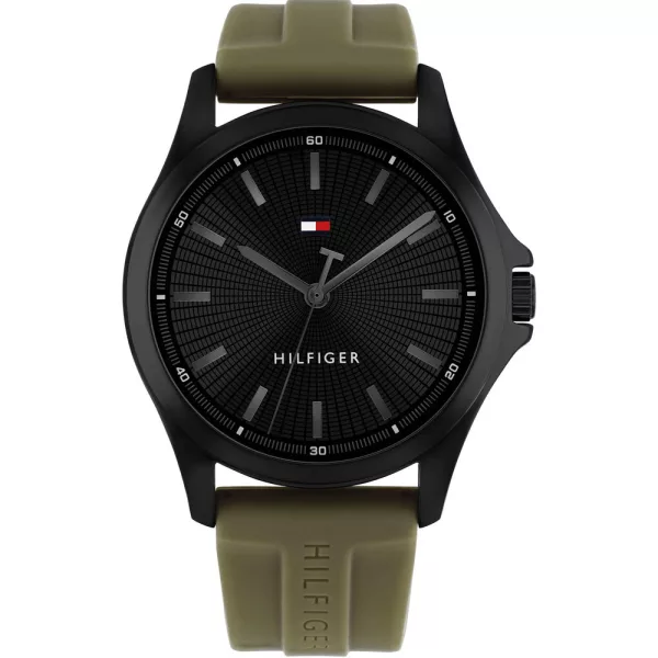 Tommy Hilfiger Bruce orologio da uomo TH1710741, quadrante nero, cinturino in silicone verde
