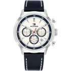 Tommy Hilfiger Kent orologio da uomo TH1710751, quadrante argento, cinturino in pelle blu