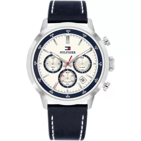 Tommy Hilfiger Kent orologio da uomo TH1710751, quadrante argento, cinturino in pelle blu