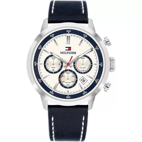 Tommy Hilfiger Kent orologio da uomo TH1710751, quadrante argento, cinturino in pelle blu