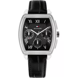 Tommy Hilfiger Oxford orologio da uomo TH1710761, quadrante nero, cinturino in pelle nero