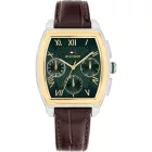 Tommy Hilfiger Oxford orologio da uomo TH1710762, quadrante verde, cinturino in pelle marrone