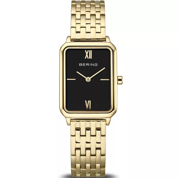 Bering Classic orologio da donna 17423-732, quadrante nero, cinturino in acciaio inossidabile oro