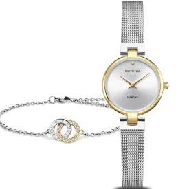 Bering Classic 15th Anniversary orologio da donna set 17724-010-GWP, cinturino in acciaio inossidabile argento