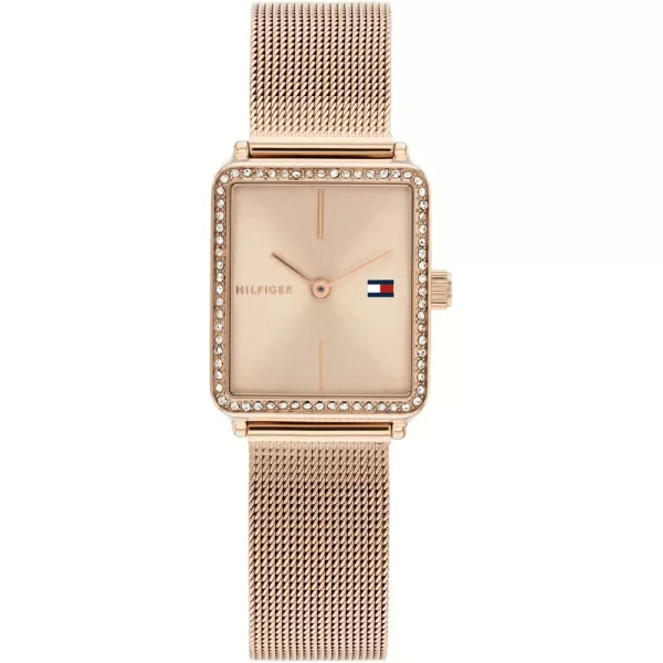 Tommy Hilfiger Tea Square orologio da donna TH1782792, quadrante oro rosa, cinturino in acciaio inossidabile oro rosa