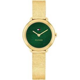Tommy Hilfiger Demi Mini orologio da donna TH1782812, quadrante verde, cinturino in acciaio inossidabile oro
