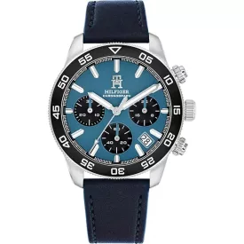 Tommy Hilfiger TH85 Chrono orologio da uomo TH1792187, quadrante blu, cinturino in pelle blu
