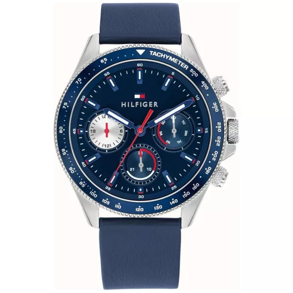 Tommy Hilfiger Clark orologio da uomo TH1792209, quadrante blu, cinturino in pelle blu
