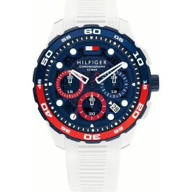 Tommy Hilfiger TH-Regatta orologio da uomo TH1792231, quadrante blu, cinturino in silicone bianco