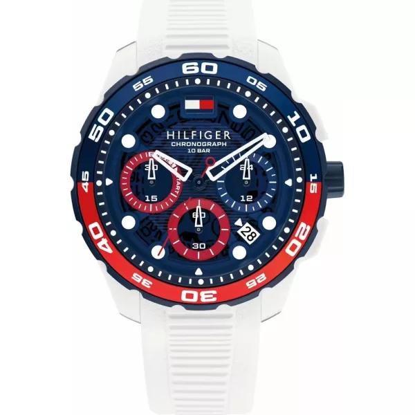 Tommy Hilfiger TH-Regatta orologio da uomo TH1792231, quadrante blu, cinturino in silicone bianco