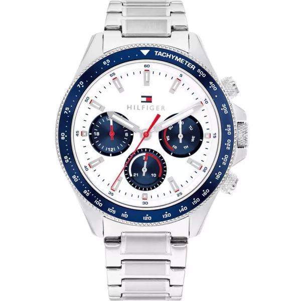 Tommy Hilfiger Clark orologio da uomo TH1792238, quadrante bianco, cinturino in acciaio inossidabile argento