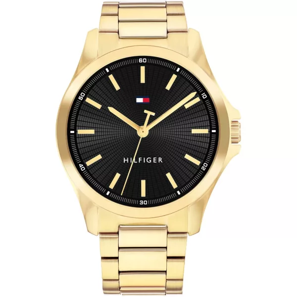 Tommy Hilfiger Bruce orologio da uomo TH1792241, quadrante nero, cinturino in acciaio inossidabile oro