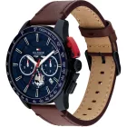 Tommy Hilfiger Bank orologio da uomo TH1792268, quadrante blu, cinturino in pelle marrone