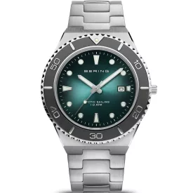 Bering Classic orologio da uomo 18940-708, quadrante verde, cinturino in acciaio inossidabile argento