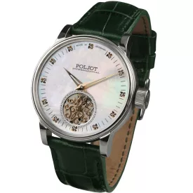 Poljot International Yakutia orologio da donna 2706.1330131, cinturino in pelle verde