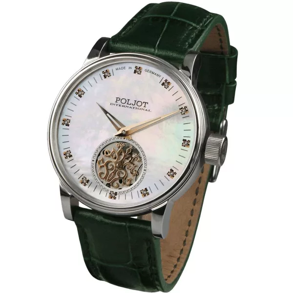 Poljot International Yakutia orologio da donna 2706.1330131, cinturino in pelle verde