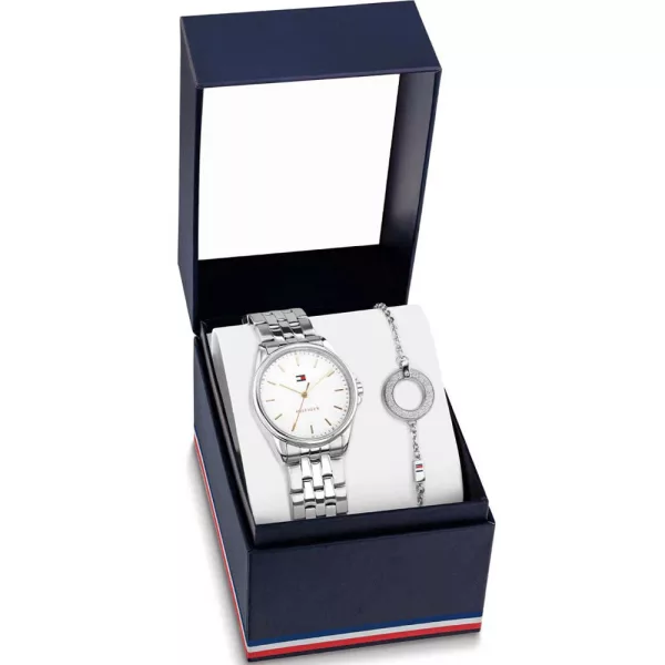 Tommy Hilfiger Jade orologio da donna set TH2770219, quadrante bianco, cinturino in acciaio inossidabile argento
