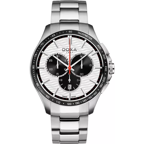 Doxa Trofeo orologio da uomo 287.10.021W.10, quadrante argento, cinturino in acciaio inossidabile argento