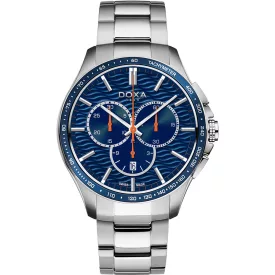 Doxa Trofeo orologio da uomo 287.10.201W.10, quadrante blu, cinturino in acciaio inossidabile argento