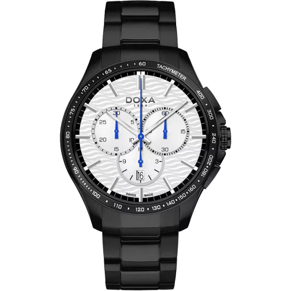 Doxa Trofeo orologio da uomo 287.70.021W.15, quadrante bianco, cinturino in acciaio inossidabile nero