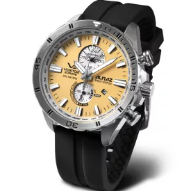 Vostok Europe Almaz orologio da uomo YM8J-320A655-S, quadrante giallo, cinturino in silicone nero