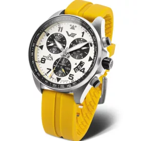 Vostok Europe Space Race orologio da uomo 6S20-325A743-SY, quadrante bianco, cinturino in silicone giallo