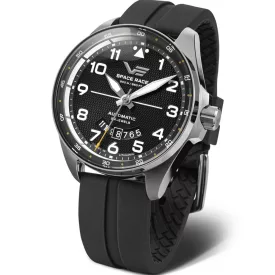 Vostok Europe Space Race orologio da uomo YN55-325A745-SBLK, quadrante nero, cinturino in silicone nero