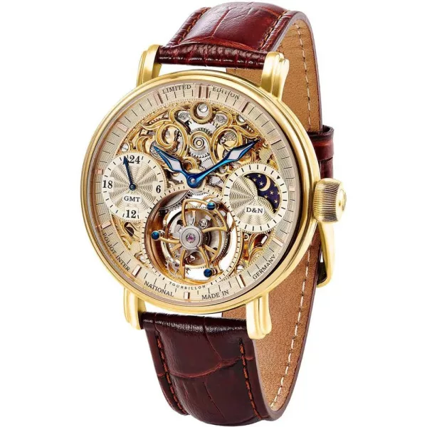 Poljot International Tourbillon Skeleton Limited Edition orologio da uomo 3360T66, cinturino in pelle marrone