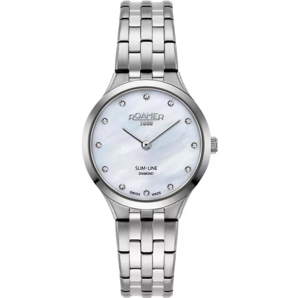 Roamer Slim Line Diamond orologio da donna 512847 41 89 20, cinturino in acciaio inossidabile argento