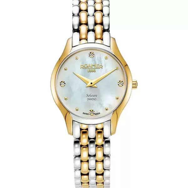 Roamer Soleure diamond orologio da donna 547857 47 25 50, cinturino in acciaio inossidabile argento